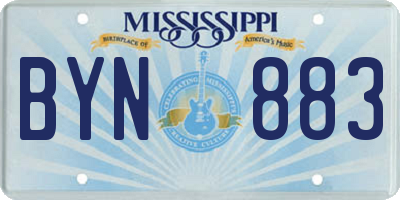 MS license plate BYN883
