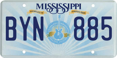 MS license plate BYN885
