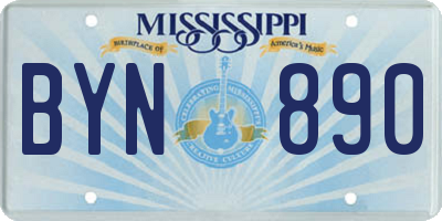 MS license plate BYN890