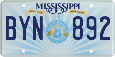 MS license plate BYN892