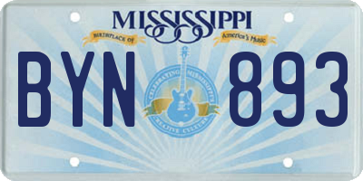 MS license plate BYN893