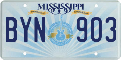 MS license plate BYN903