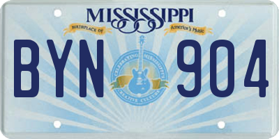 MS license plate BYN904