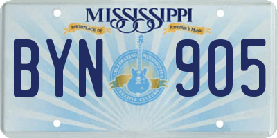 MS license plate BYN905