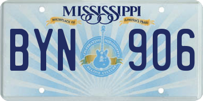 MS license plate BYN906