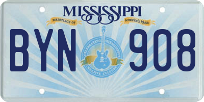 MS license plate BYN908