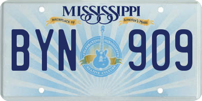 MS license plate BYN909