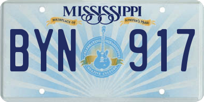 MS license plate BYN917