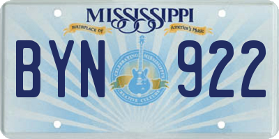 MS license plate BYN922