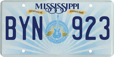 MS license plate BYN923