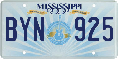 MS license plate BYN925