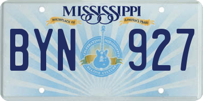 MS license plate BYN927