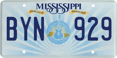 MS license plate BYN929