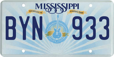 MS license plate BYN933