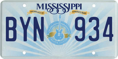 MS license plate BYN934
