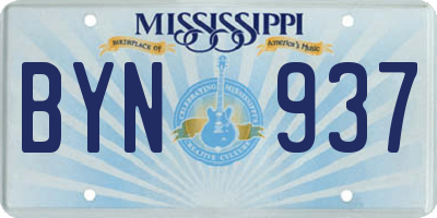 MS license plate BYN937
