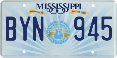 MS license plate BYN945