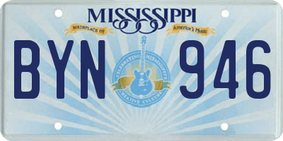MS license plate BYN946