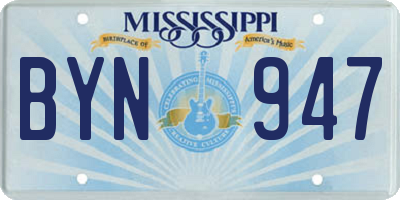 MS license plate BYN947