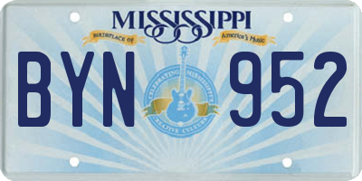 MS license plate BYN952