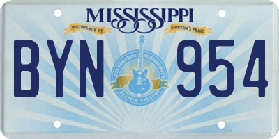 MS license plate BYN954