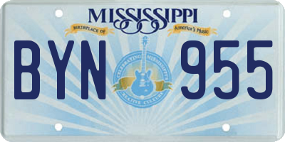 MS license plate BYN955