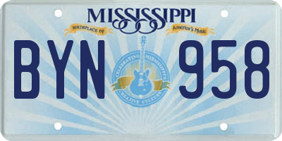 MS license plate BYN958