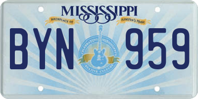 MS license plate BYN959