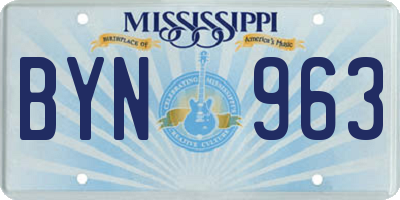 MS license plate BYN963