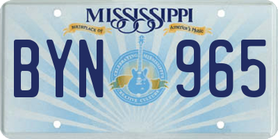 MS license plate BYN965
