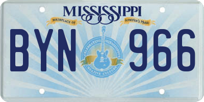 MS license plate BYN966