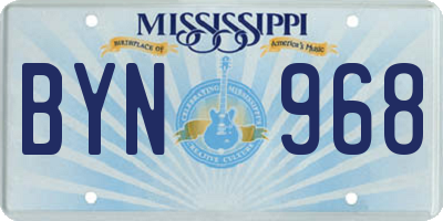 MS license plate BYN968