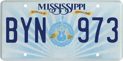 MS license plate BYN973