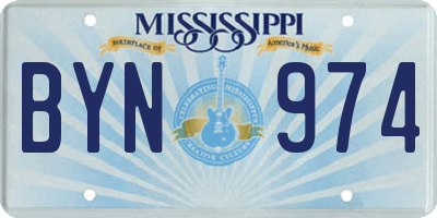 MS license plate BYN974
