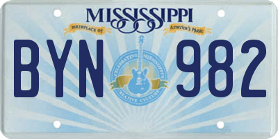 MS license plate BYN982