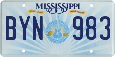 MS license plate BYN983