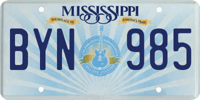 MS license plate BYN985