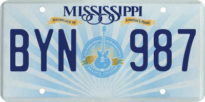MS license plate BYN987