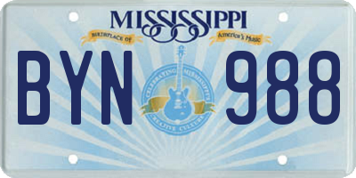 MS license plate BYN988
