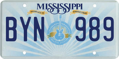 MS license plate BYN989