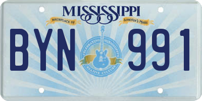 MS license plate BYN991