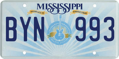 MS license plate BYN993