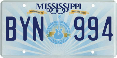 MS license plate BYN994
