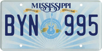 MS license plate BYN995