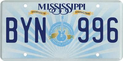 MS license plate BYN996
