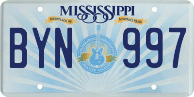 MS license plate BYN997