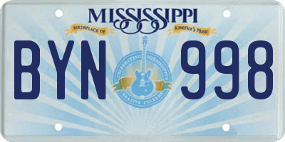 MS license plate BYN998
