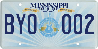 MS license plate BYO002