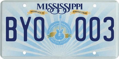 MS license plate BYO003