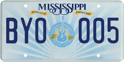 MS license plate BYO005